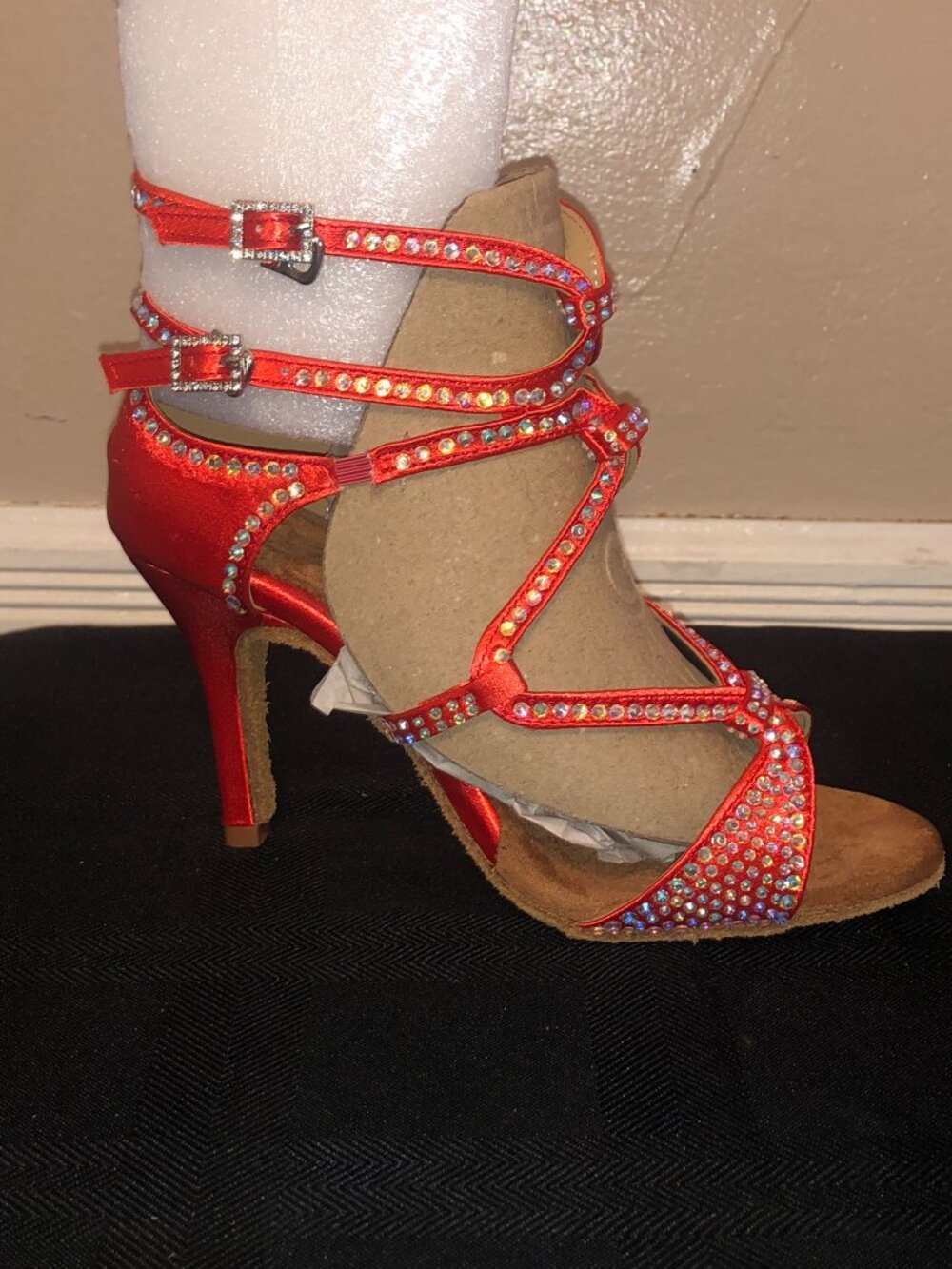 Dance and Sway Tangerine Rhinestone Latin Dance Shoes 7-7.5